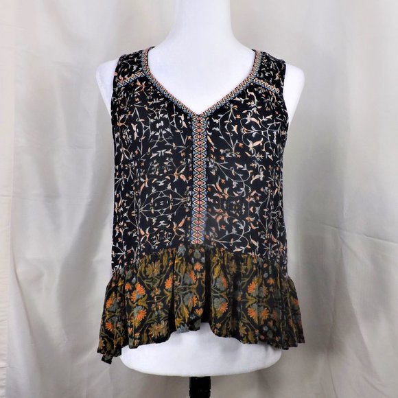 Patrons of Peace Tops - NWOT Patrons of Peace Rayon Navy Blue Little Pink Flora Sleeveless Top Blouse M